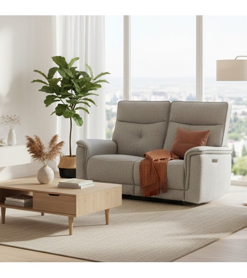 Divano recliner Elysio 2 posti elettrico in tessuto G268 grigio