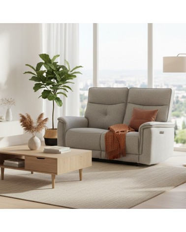 Divano recliner Elysio 2 posti elettrico in tessuto G268 grigio