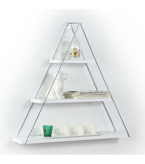 Mensola triangolare 3 ripiani Moset bianco MT191003