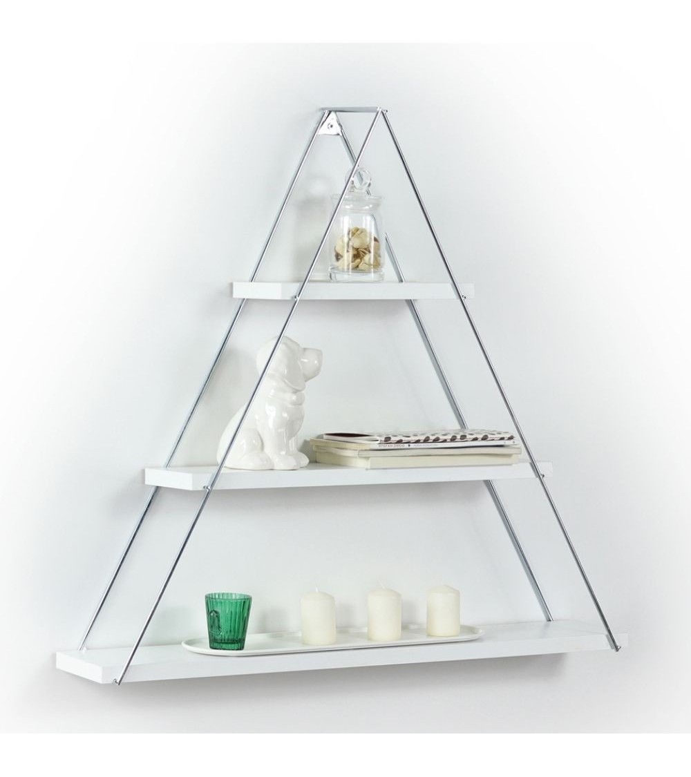 Mensola triangolare 3 ripiani Moset bianco MT191003