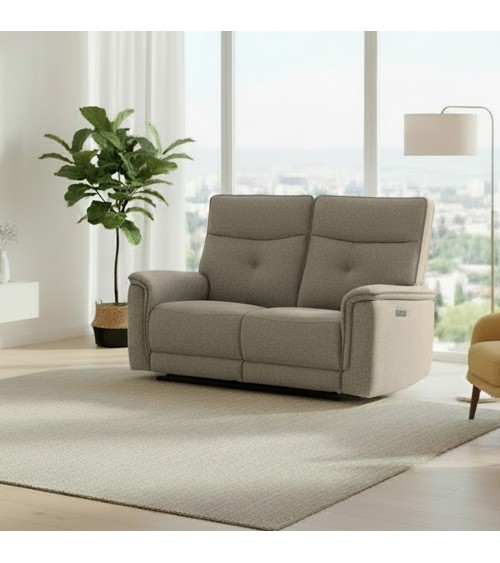 Divano recliner Elysio 2 posti elettrico in tessuto G093 sabbia