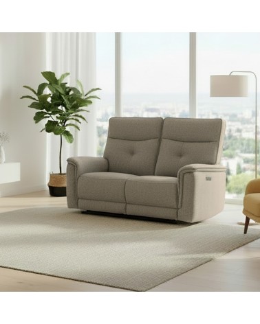 Divano recliner Elysio 2 posti elettrico in tessuto G093 sabbia