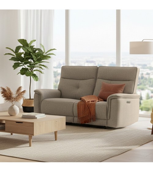 Divano recliner Elysio 2 posti elettrico in tessuto G093 sabbia