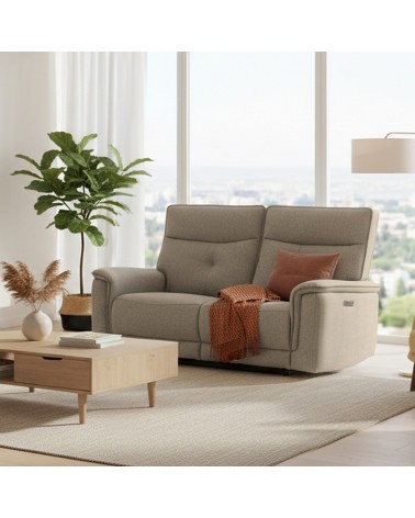 Divano recliner Elysio 2 posti elettrico in tessuto G093 sabbia