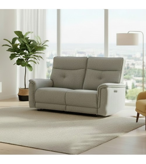 Divano recliner Elysio 3 posti elettrico in tessuto G268 grigio