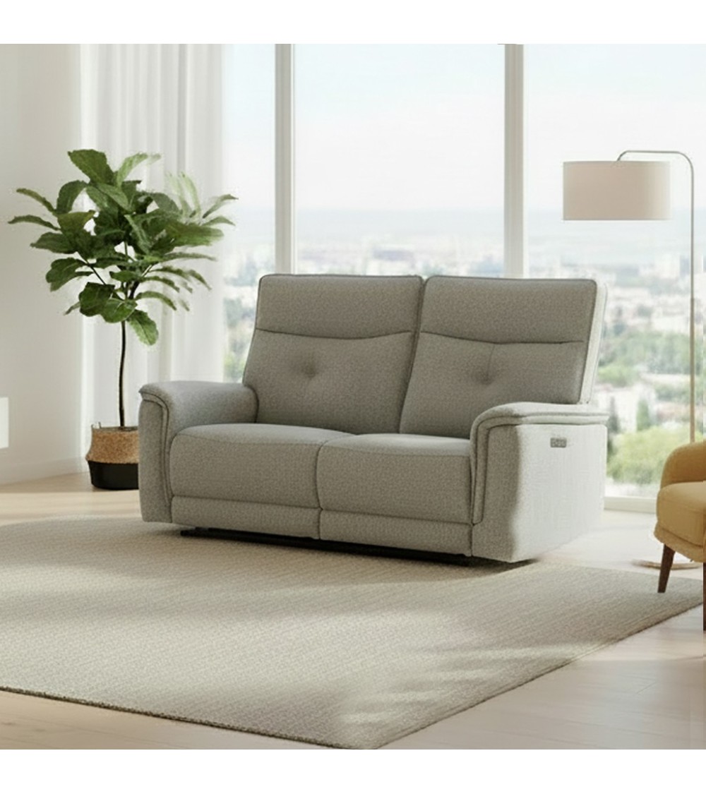 Divano recliner Elysio 3 posti elettrico in tessuto G268 grigio