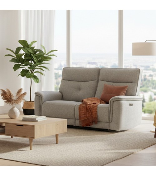 Divano recliner Elysio 3 posti elettrico in tessuto G268 grigio