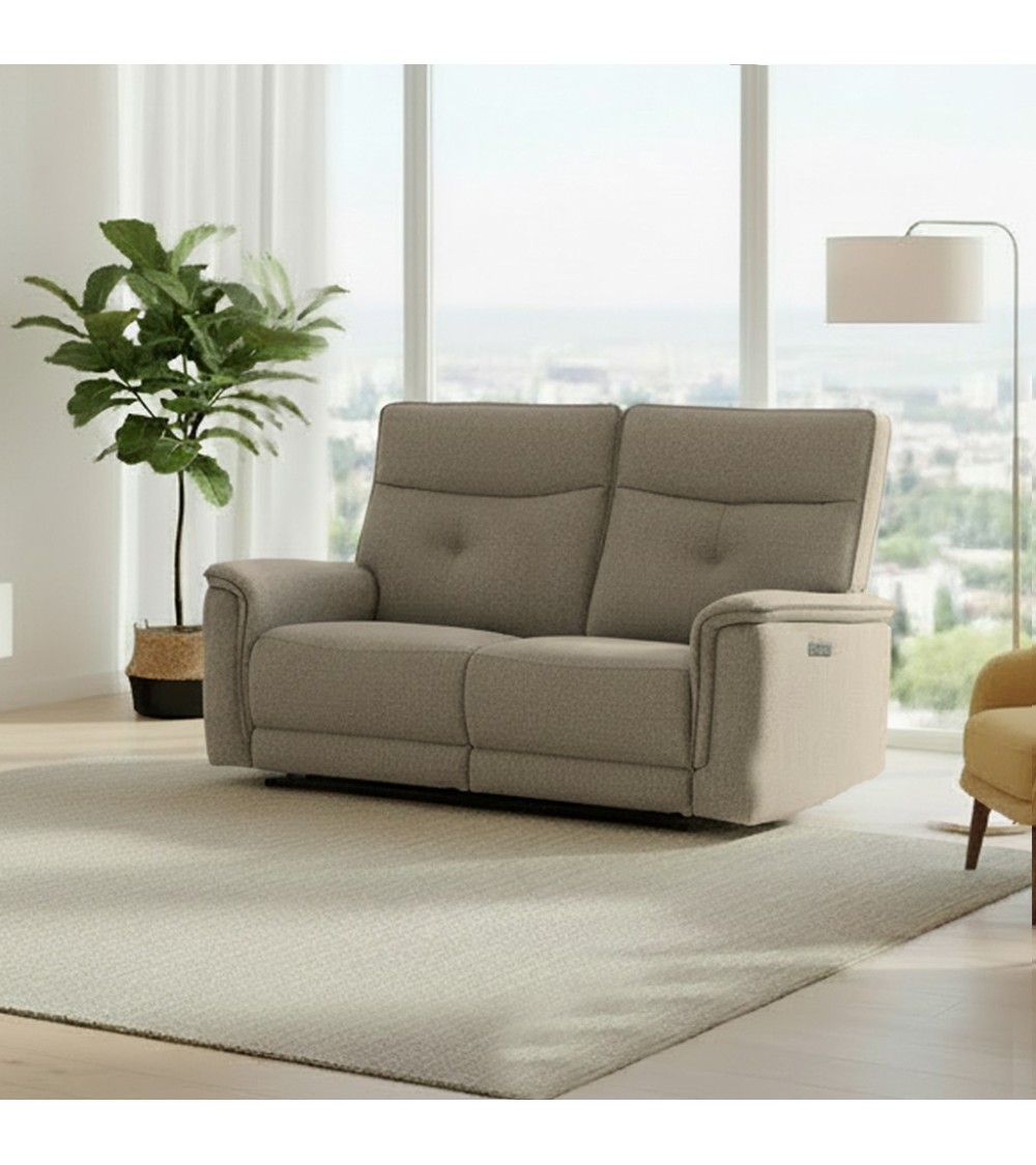 Divano recliner Elysio 3 posti elettrico in tessuto G093 sabbia