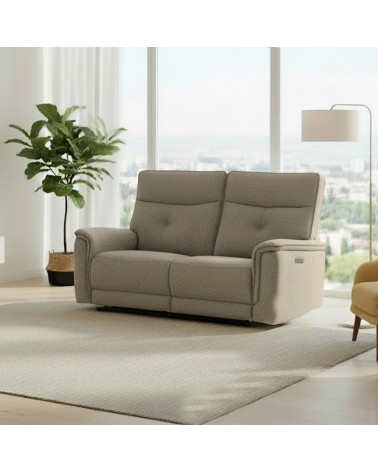 Divano recliner Elysio 3 posti elettrico in tessuto G093 sabbia