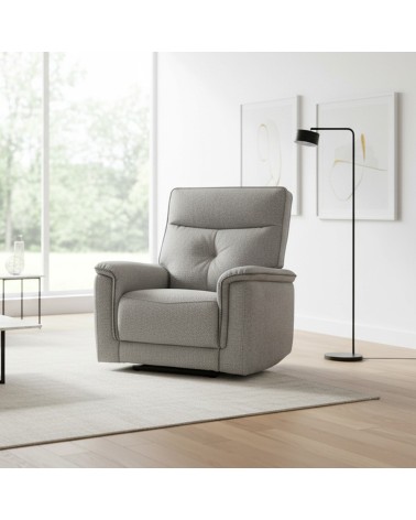 Poltrona relax Elysio con recliner elettrico in tessuto G268 grigio