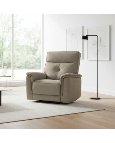 Poltrona relax Elysio con recliner elettrico in tessuto G093 sabbia