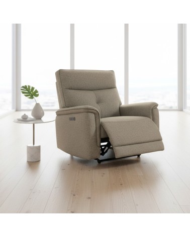 Poltrona relax Elysio con recliner elettrico in tessuto G093 sabbia