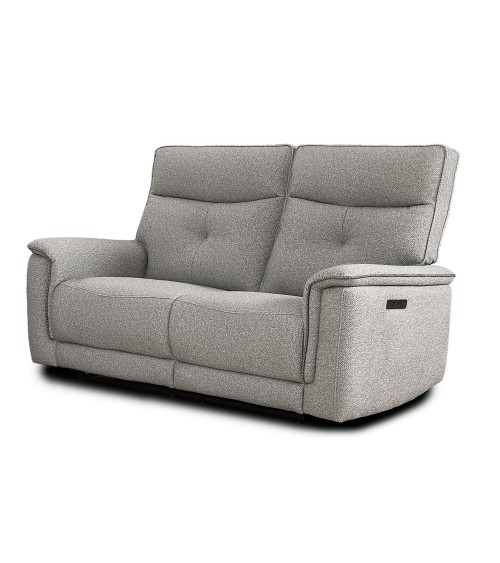 Set divani Elysio 2 e 3 posti e poltrona con recliner elettrici in tessuto G268 grigio
