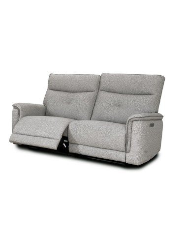 Set divani Elysio 2 e 3 posti e poltrona con recliner elettrici in tessuto G268 grigio