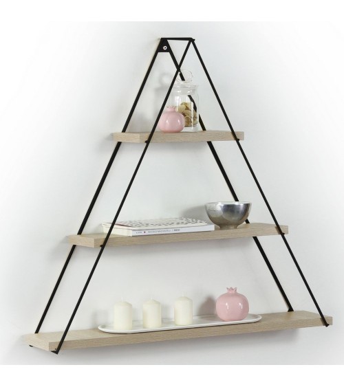 Mensola triangolare Moset 3 ripiani rovere MT1910051