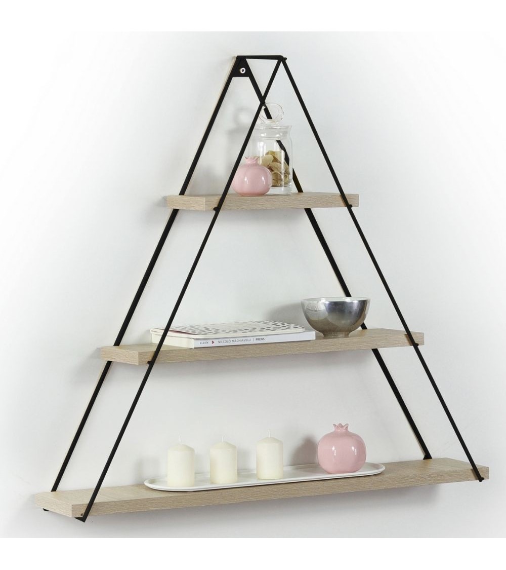 Mensola triangolare Moset 3 ripiani rovere MT1910051