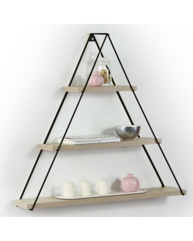 Mensola triangolare Moset 3 ripiani rovere MT1910051
