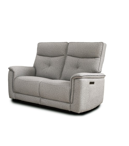 Set divani Elysio 2 e 3 posti e poltrona con recliner elettrici in tessuto G268 grigio