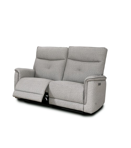 Set divani Elysio 2 e 3 posti e poltrona con recliner elettrici in tessuto G268 grigio