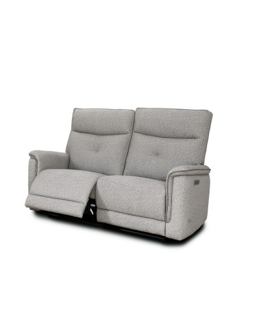 Set divani Elysio 2 e 3 posti e poltrona con recliner elettrici in tessuto G268 grigio