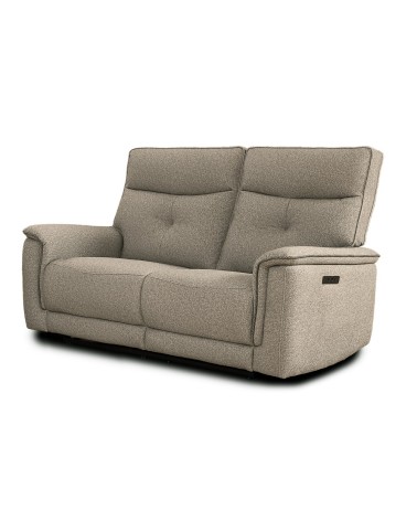 Set divani Elysio 2 e 3 posti e poltrona con recliner elettrici in tessuto G093 sabbia