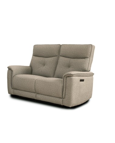 Set divani Elysio 2 e 3 posti e poltrona con recliner elettrici in tessuto G093 sabbia