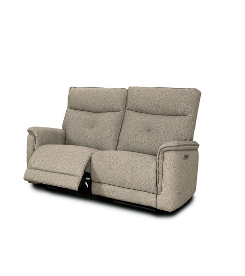 Set divani Elysio 2 e 3 posti e poltrona con recliner elettrici in tessuto G093 sabbia