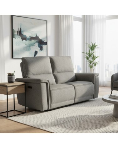Divano recliner 2 posti Velveta elettrico in tessuto L008 grigio