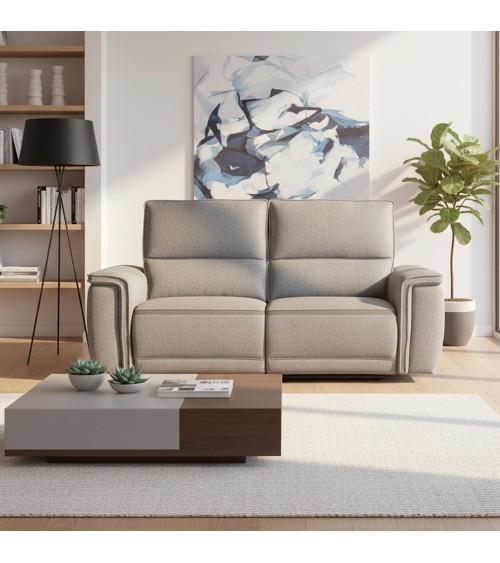 Divano recliner 2 posti Velveta elettrico in tessuto L008 grigio