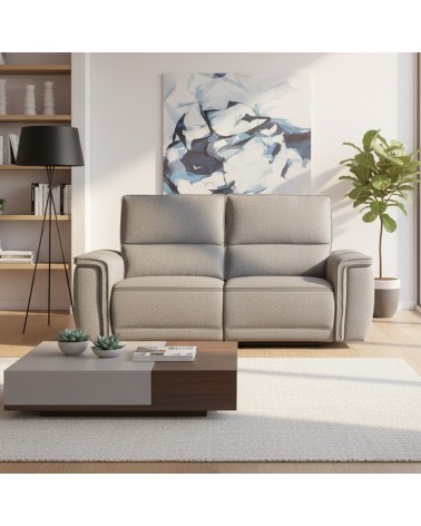 Divano recliner 2 posti Velveta elettrico in tessuto L008 grigio