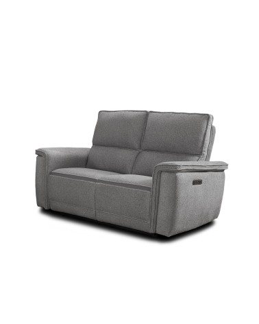 Divano recliner 2 posti Velveta elettrico in tessuto L008 grigio