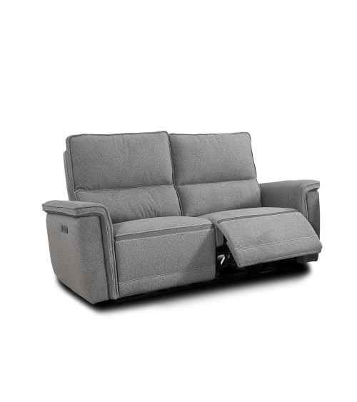 Divano recliner 2 posti Velveta elettrico in tessuto L008 grigio