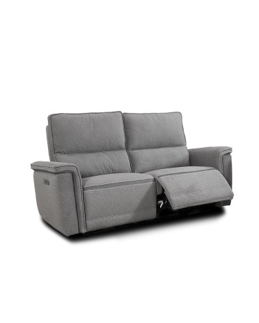 Divano recliner 2 posti Velveta elettrico in tessuto L008 grigio