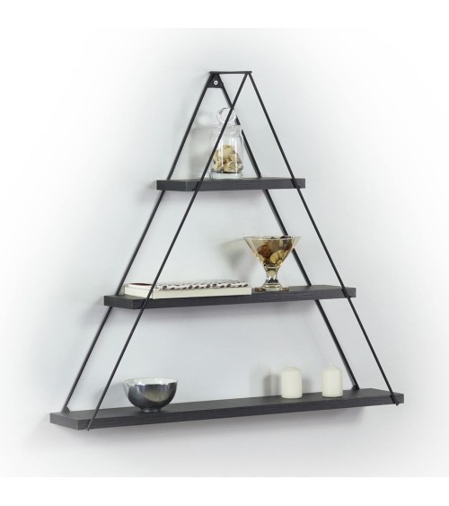 Mensola triangolare Moset  3 ripiani nero MT191005