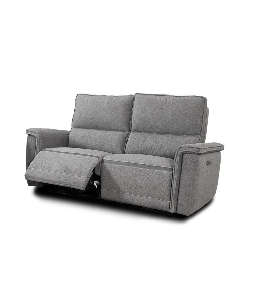 Divano recliner 2 posti Velveta elettrico in tessuto L008 grigio