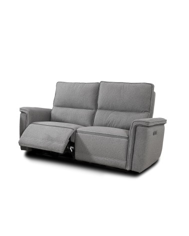 Divano recliner 2 posti Velveta elettrico in tessuto L008 grigio