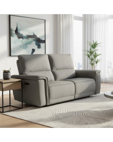 Divano recliner 3 posti Velveta elettrico in tessuto L008 grigio