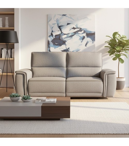 Divano recliner 3 posti Velveta elettrico in tessuto L008 grigio