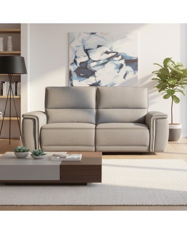 Divano recliner 3 posti Velveta elettrico in tessuto L008 grigio