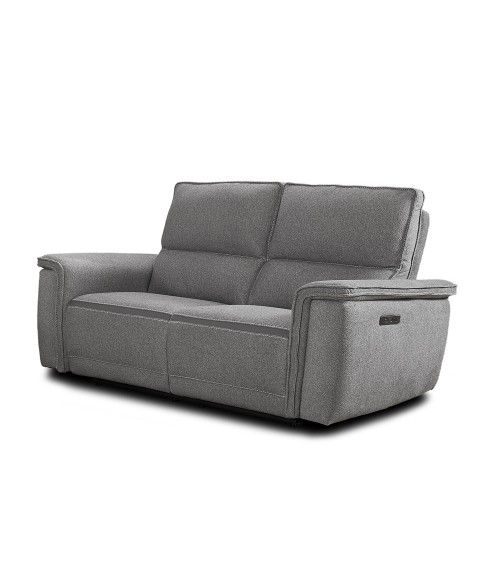 Divano recliner 3 posti Velveta elettrico in tessuto L008 grigio