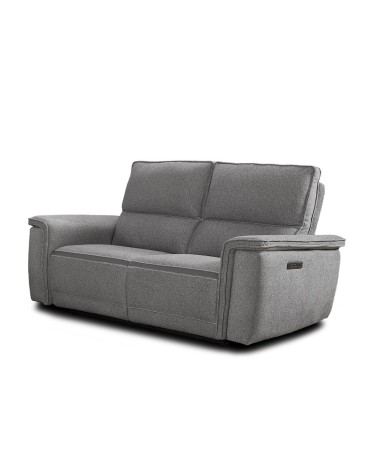 Divano recliner 3 posti Velveta elettrico in tessuto L008 grigio