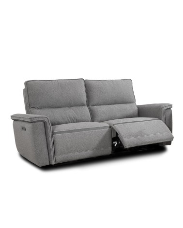 Divano recliner 3 posti Velveta elettrico in tessuto L008 grigio