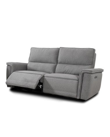 Divano recliner 3 posti Velveta elettrico in tessuto L008 grigio