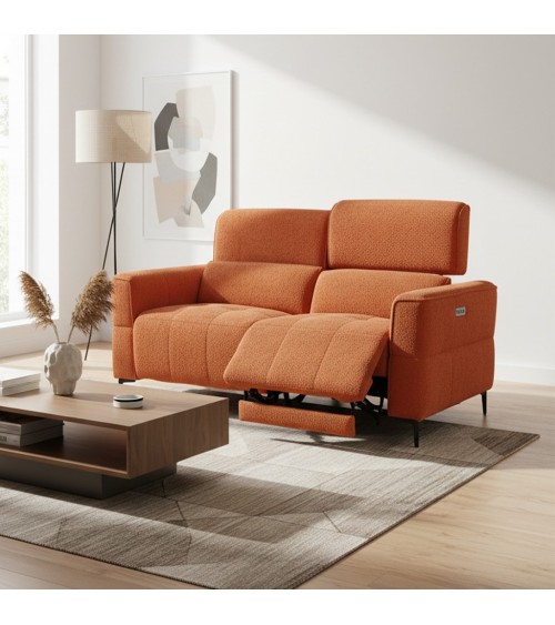 Divano recliner Luxora 2 posti elettrico in tessuto E006 aragosta