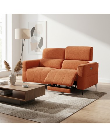 Divano recliner Luxora 2 posti elettrico in tessuto E006 aragosta