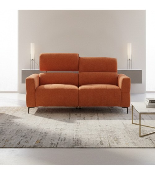 Divano recliner Luxora 2 posti elettrico in tessuto E006 aragosta