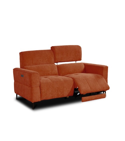 Divano recliner Luxora 2 posti elettrico in tessuto E006 aragosta
