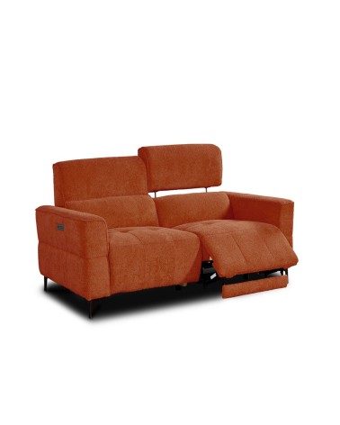 Divano recliner Luxora 2 posti elettrico in tessuto E006 aragosta
