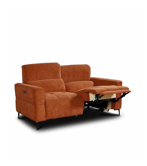 Divano recliner Luxora 2 posti elettrico in tessuto E006 aragosta