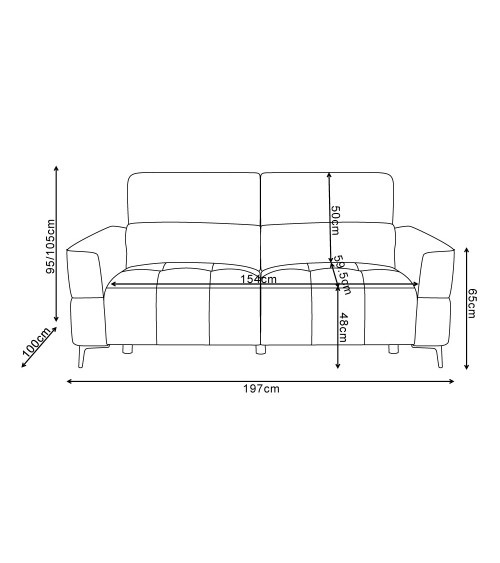 Divano recliner Luxora 3 posti elettrico in tessuto E006 aragosta